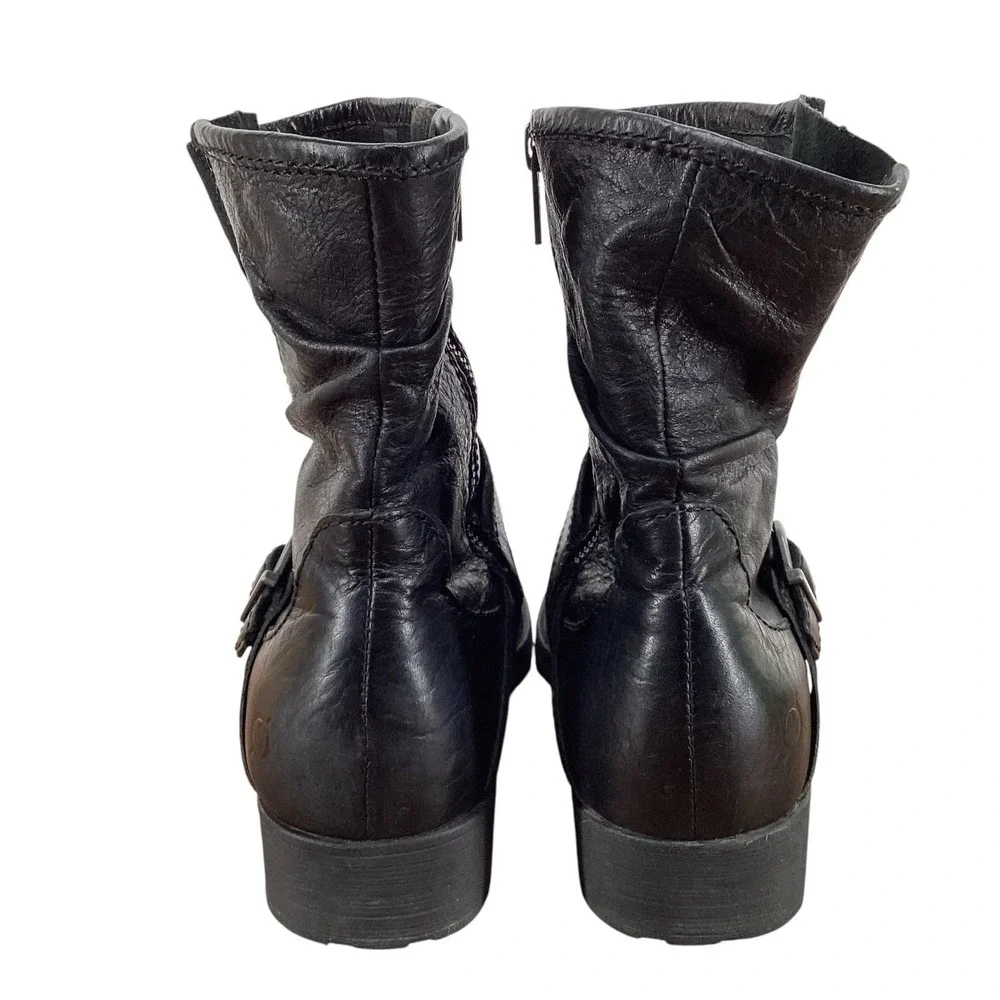 Born Virgo Slouch Engineer Boot Leather Side Zip Ankle Boots - Women's‎ Size 9M